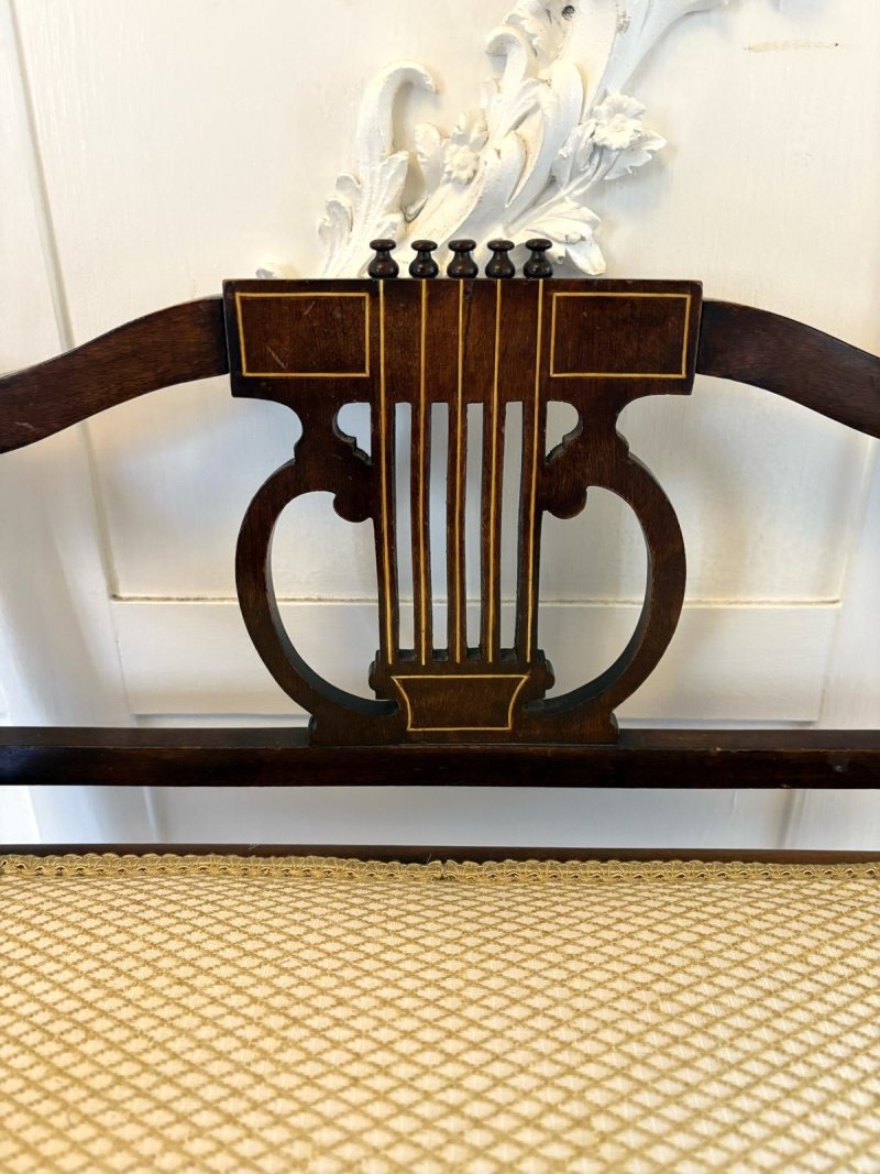 Antique Edwardian Mahogany Inlaid Piano Stool - Image 9